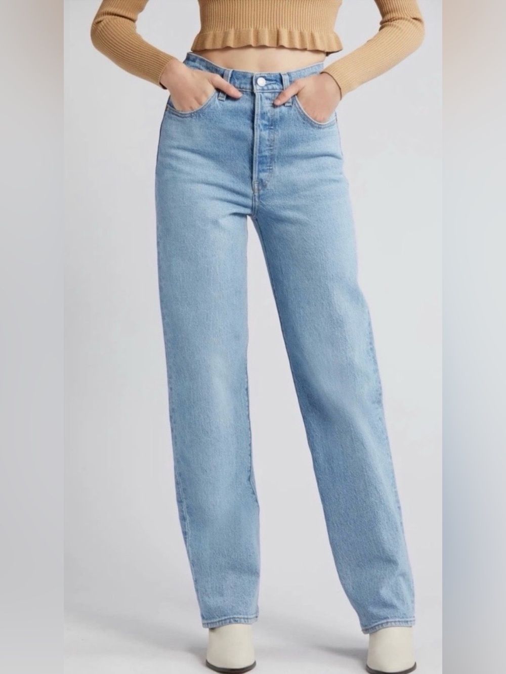 Levi’s Ribcage Straight Light Wash High Waist Blue Jeans Classic Fit Women’s 26